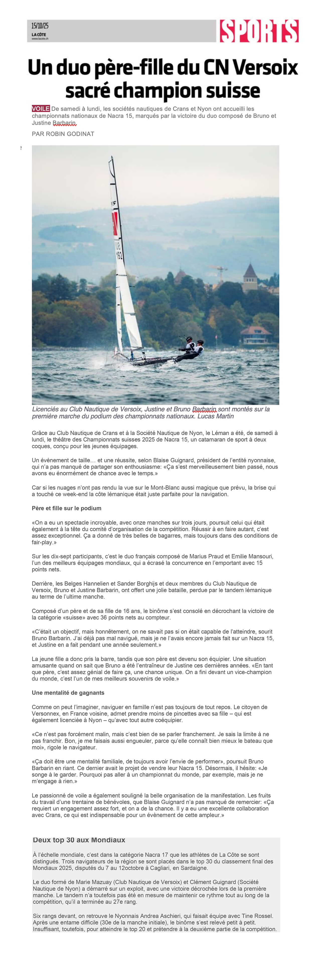 article La Cote 15.10 CS